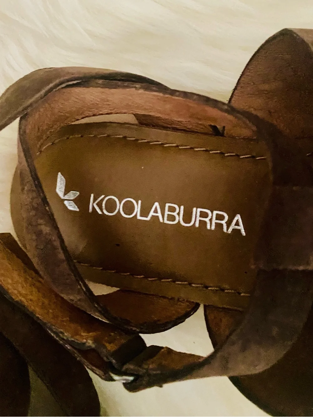 Koolaburra by UGG Women's Brown Suede & Leather Ankle Wrap Sandals